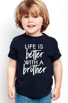 Животът е по-добър с брат Малко дете Бебе Момчета Къс ръкав T Shirt Boys T Shirt Tops Tee Kids Kids Summer Clothing