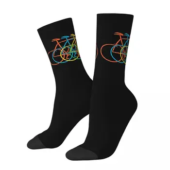 Забавен луд чорап за мъже Колоритен хип-хоп Harajuku велосипед велосипед щастлив модел отпечатани момчета екипаж чорап новост подарък