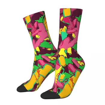 Забавен щастлив чорап за мъже Цветен кръст хип-хоп кръст кръст качество модел отпечатан екипаж чорап безшевен подарък