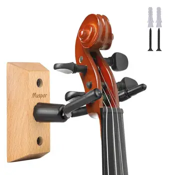 Закачалка за цигулка Стойка за стена Дървена стойка за цигулка Аксесоари за цигулка Трайни куки за съхранение на музикални инструменти с закачалка за лък Цигулка