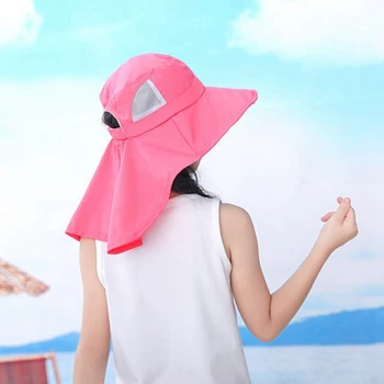  Защитна детска шапка за слънце: UPF 50 + капак, капак на врата, регулируема периферия за плаж и риболов, възраст 3-12