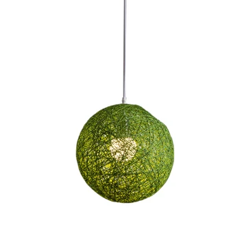 Зелен бамбук, ратан и юта топка полилей индивидуално творчество сферичен ратан гнездо абажур