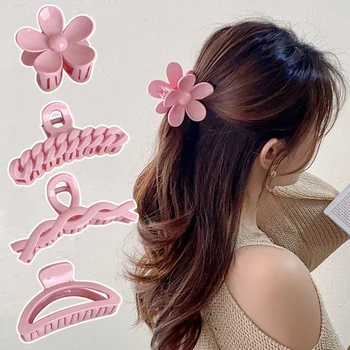 Корейска розова серия Нокти за коса Акрилни фиби Раци Видове геометрични щипки за коса Шнола за жени Момичета Аксесоари за коса
