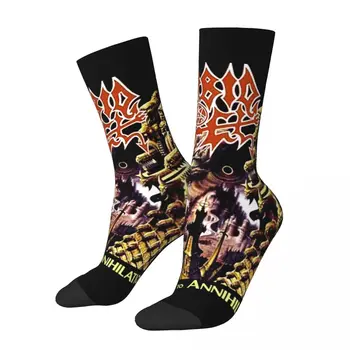 Луда компресия Death Heavy Metal Band Sock for Men Harajuku Morbid Angel Seamless Pattern Printed Boys Crew Sock Novelty Gift