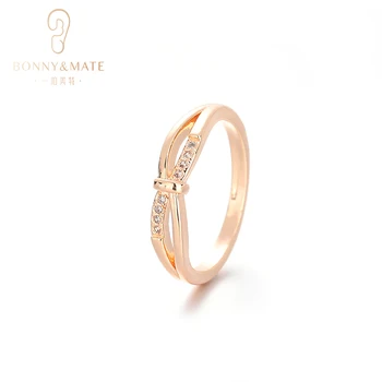 Луксозна сватбена лента с розово златно покритие Кубичен цирконий кристали мода бижута годежни дамски пръстен модни дизайни