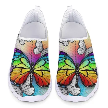 Лято Есен Нови дами Ежедневни плоски обувки Модно изкуство 3D модел пеперуда печат маратонки открит ходене дишаща окото обувки