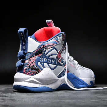 Марка мъжки баскетболни обувки Спортни обувки за момчета от висок топ Дишащи обувки за тенис за свободното време Дамски спортни обувки без хлъзгане36-45