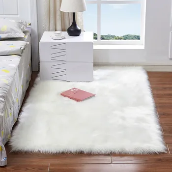 Меки и уютни килими килим мат килими за спалня хол прозорец перваз бяла вълна правоъгълник килим с дълга купчина