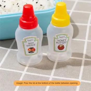 Мини подправка изстискване бутилка карикатура пластмасови доматен мед подправка контейнер обяд кутия кухненски аксесоари сос бутилка