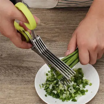 Многофункционални многослойни ножици за зелен лук Нож за рязане на лук от неръждаема стомана Ножици за подправки за морски водорасли Кухненска ножица