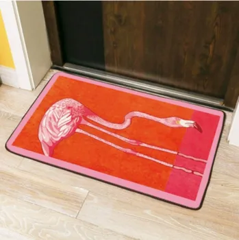 Модерен луксозен американски стил килим червено фламинго килим хол килими издълбани кадифе релеф геометрични нехлъзгащи се подови постелки