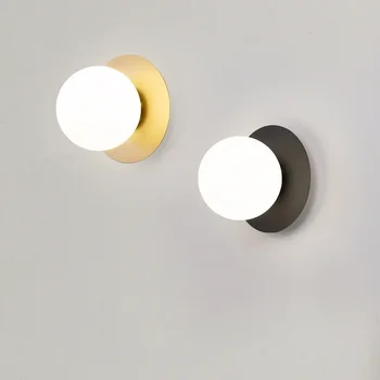 Модерна LED стъклена топка нощна лампа за стена злато/черна стенна светлина за спалня баня свещници стълби огледало дома декор вътрешно осветление
