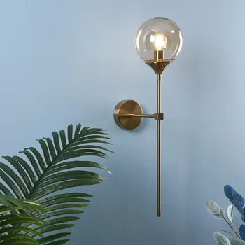 Модерна стъклена лампа за стена Creative Golden Sconces Скандинавски осветителни тела Нощен хол Кухня Начало Декор Светлини с докосване