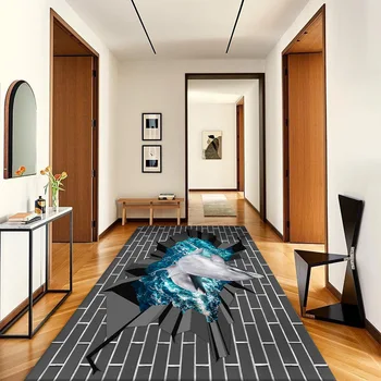 Може да се реже 3D вълнуващ коридор пътека килим дълги стълби коридор пълен етаж мат кухня декорация на дома обичай врата мат