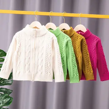 Момчета вълнен пуловер плетене на една кука памук Windbreak 2023 В наличност Топло сгъстяване Есен Зима пуловер Плюс размер Детско облекло