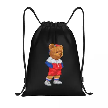 Мъжки женски детски плюшени мечета графични готини дизайни шнур чанти фитнес чанта гореща лека