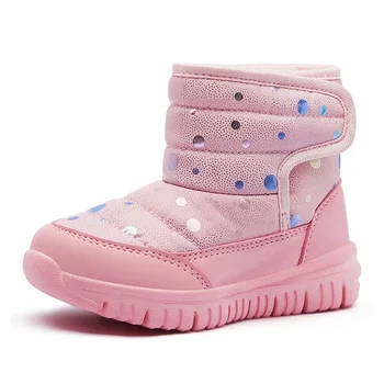  Обувки с памучни подплънки Детски ботуши за сняг 2023 Нов стил плюс кадифе бебе момичета зимни топли удобни обувки водонепроницаеми
