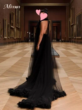 Огледална рокля елегантна реколта секси черен волан без гръб персонализиран официален повод абитуриентска рокля вечерни парти рокли