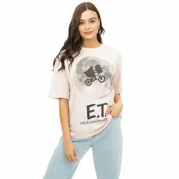 Официален E.T. Дамски велосипед Eclipse извънгабаритна тениска руж розов S - XL дълъг ръкав