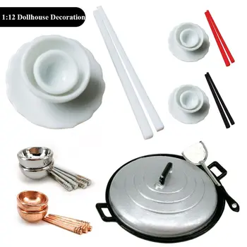 Пластмасови миниатюрни Bowl&Chopsticks Multistyles Мини прибори за хранене Wok Dollhouse Кухня Chopsticks Dollhouse декорация