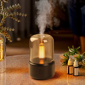 Преносим ароматен дифузьор на свещи USB електрически домашен овлажнител за въздух Cool Mist Maker Fogger етерични масла LED нощна светлина