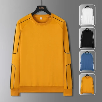 Пролет и есен Мъжки пуловер пуловер тийнейджър твърди случайни дълъг ръкав тениска суитчъри пълен мъжки дрехи хлабав жълт син