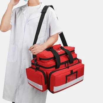 Професионална многократна медицинска чанта Празна чанта за първа помощ Спешна чанта Медицински консумативи за къмпинг на открито Голям капацитет