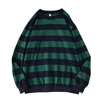 Реколта плетен пуловер Мъже жени Harajuku случайни памук пуловер Тейт Лангдън пуловер същия стил зелени райета върховете 2023 есен