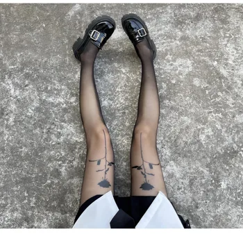 Ретро Японски удобни анти-кука JK Лолита Дамски чорапогащи Ултра-тънък чорапогащник женски чорапи роза модел