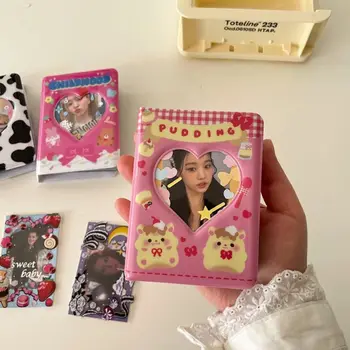 Сладък Kawaii Love Heart Hollow ID Holder Card Stock Binders Албуми Име Card Book Photocard Holder Фотоалбум Kpop Card Binder