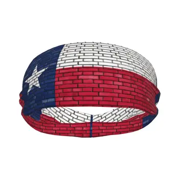 Спортна лента за глава Знаме на Тексас, боядисано върху тухлена стена Бягане Фитнес Sweatband Абсорбиращ Колоездене бутам Превръзка за коса