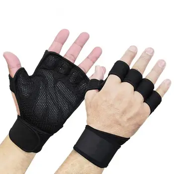 Удебелени ръкавици неплъзгащи силиконови колоездене фитнес половин пръст с маншет