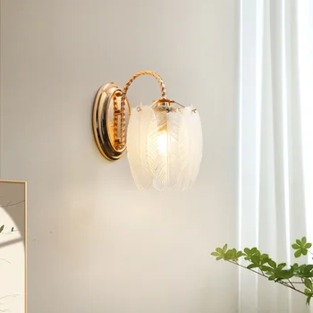  френски стил перо стена лампа интернет известен нов крем стил спалня нощна лампа Nordic модерен творчески вътрешно стълбище ligh
