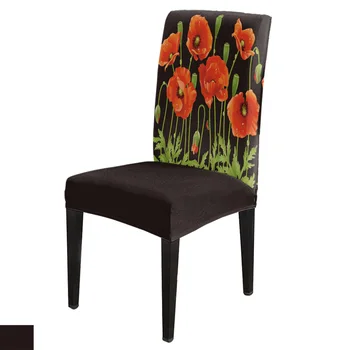 Шафран мак цветя растение изкуство трапезен стол капак кухня участък ликра седалка slipcover за банкет сватбено тържество